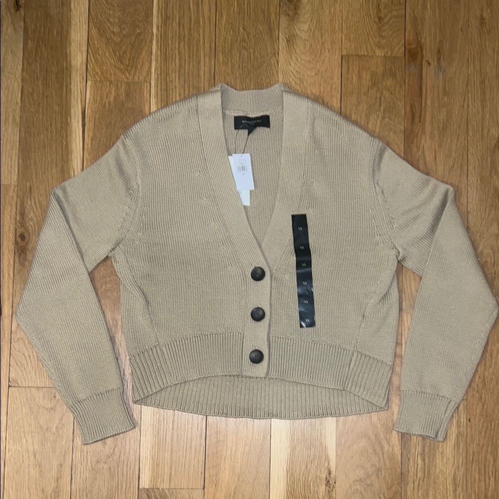 Beige Button-Up Women's Cardigan